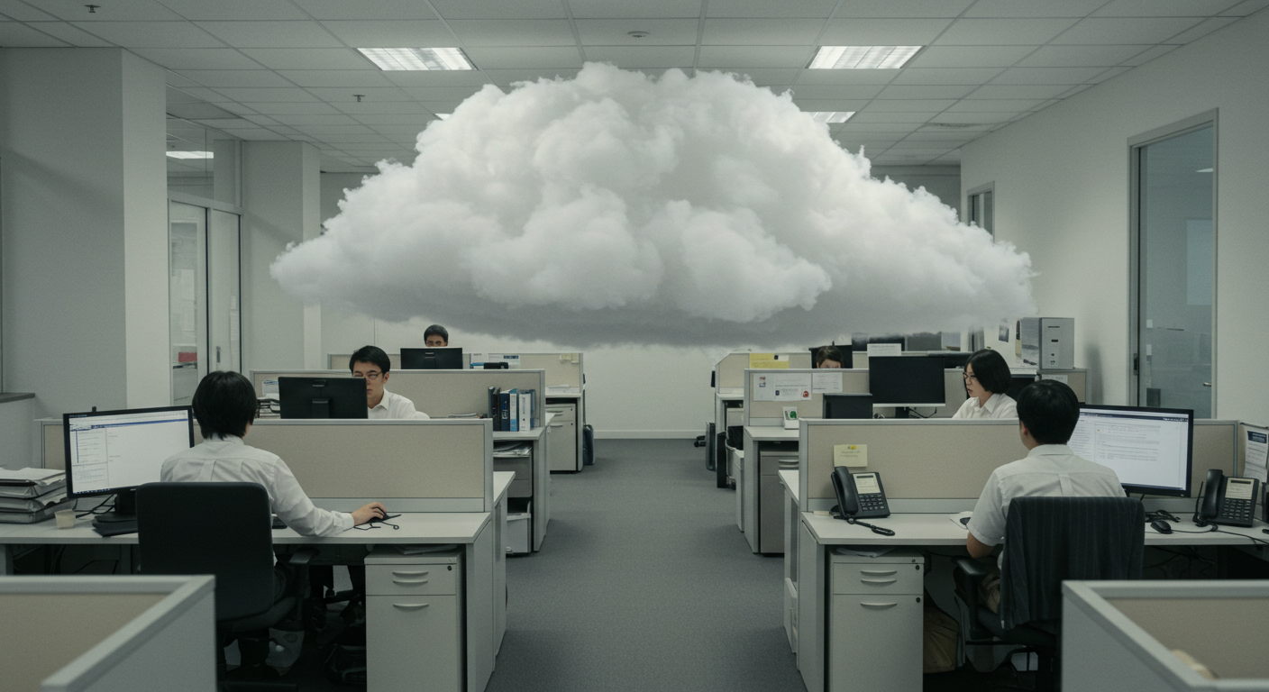 AI technology illustration showing neural networks and data processing